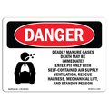 Signmission Safety Sign, OSHA Danger, 10" Height, 14" Width, Aluminum, Deadly Manure Gas Hazard, Landscape OS-DS-A-1014-L-1927